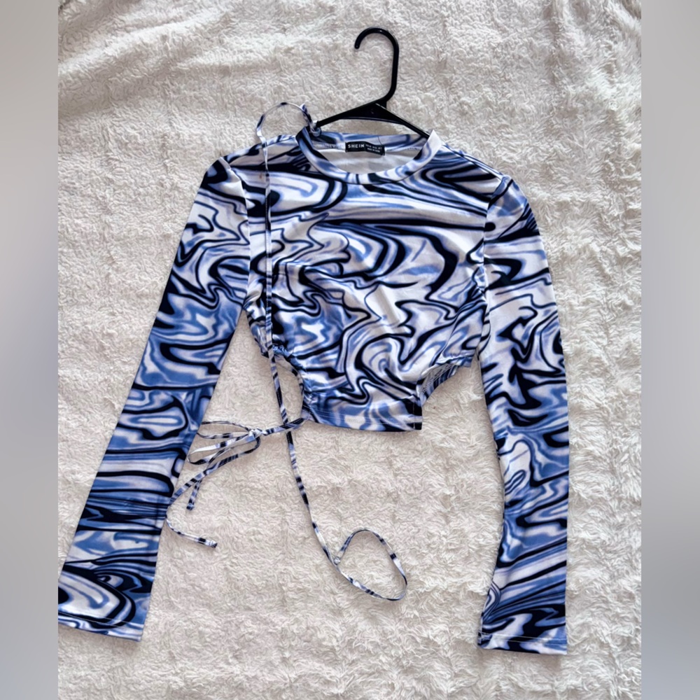 SHEIN Marble Print Long Sleeve Top